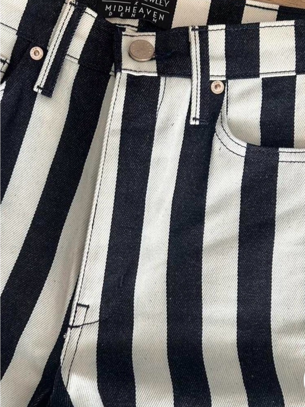 NWOT - Cynthia Rowley X Midheaven - Rock & Roll, Black & White Stripe Pants - Picture 3 of 9